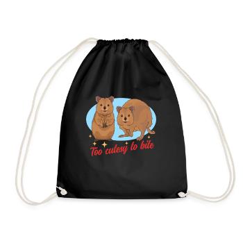 Quokka Kurzschwanzkänguru Quokkas Geschenk - Turnbeutel - Schwarz - Vorne
