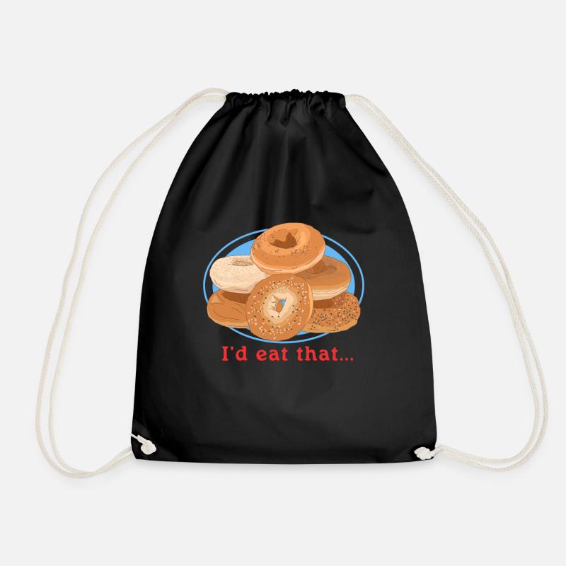 Bagel Bagelbrot Beigel Geschenk - Turnbeutel - Schwarz