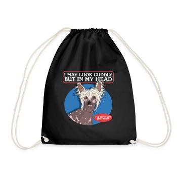 Chinese Crested Chinese Crested Dog Gift - Drawstring Bag - black - Front