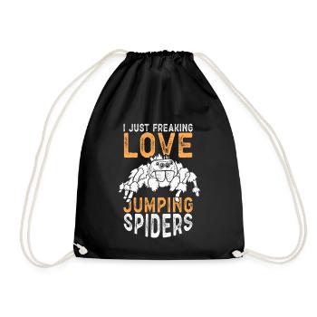 Springspinne Springspinnen Geschenke - Turnbeutel - Schwarz - Vorne