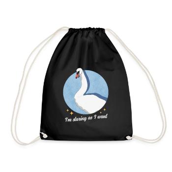 Schwan Schwäne Schwanenliebhaber Geschenk - Turnbeutel - Schwarz - Vorne