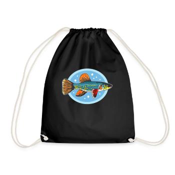 Killifish Egg-laying Toothcarp Fish Gifts - Drawstring Bag - black - Front