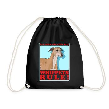 Whippet Kleiner Englischer Windhund Geschenk - Turnbeutel - Schwarz - Vorne