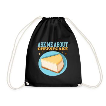 Käsekuchen Quarkkuchen Cheesecake Geschenk - Turnbeutel - Schwarz - Vorne