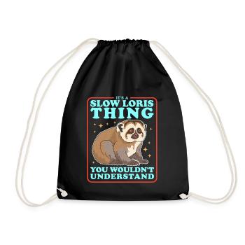 Slow Lorises Funny Slow Lorises Gift - Drawstring Bag - black - Front