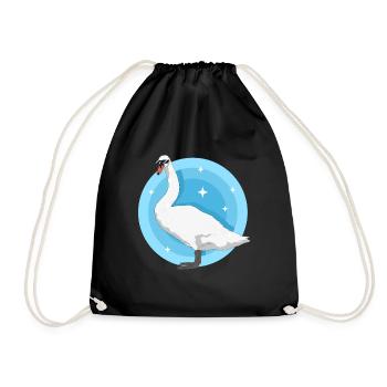 Schwan Schwäne Schwanenliebhaber Geschenke - Turnbeutel - Schwarz - Vorne