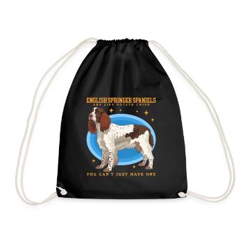 English Springer Spaniel Dog Owner Gift - Drawstring Bag - black - Front