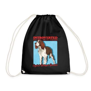 English Springer Spaniel Gift - Drawstring Bag - black - Front