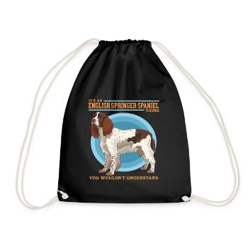English Springer Spaniel Dog Gift - Drawstring Bag - black - Front