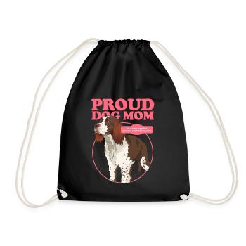 English Springer Spaniel Mom Dog Mom Gift - Drawstring Bag - black - Front
