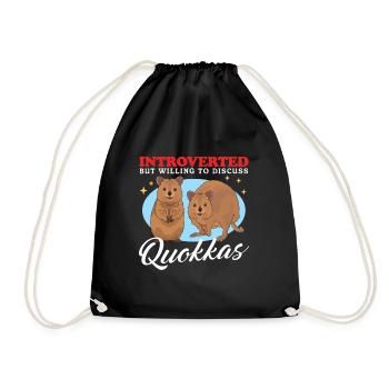 Quokka Kurzschwanzkänguru Quokkas Geschenk - Turnbeutel - Schwarz - Vorne