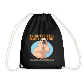 American Cocker Spaniel Owner Gift - Drawstring Bag - black - Front