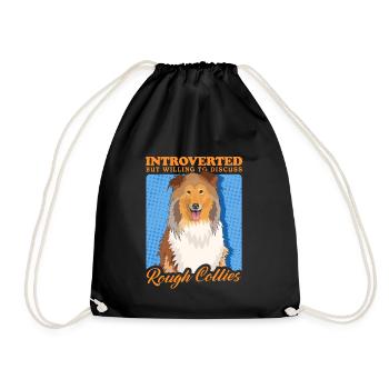 Collie Longhair Collie Dog Rough Collies Gift - Drawstring Bag - black - Front
