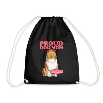 Collie Mom Long Hair Collie Rough Collies Gift - Drawstring Bag - black - Front