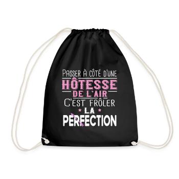 Hôtesse de l'air. Cadeau avion, Boing, vacances - Sac de sport léger - noir - Devant