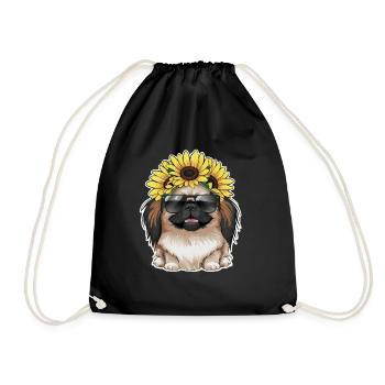 Motif de tournesol estival avec de doux Pékinois. - Sac de sport léger - noir - Devant
