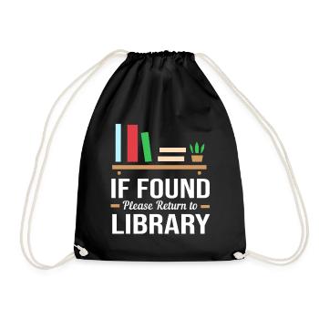 Book Bookworm Library Reading Bookworm - Drawstring Bag - black - Front