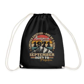 September 1971 Vintage Retro Geburtstagsgeschenk - Turnbeutel - Schwarz - Vorne