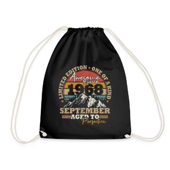 September 1968 Vintage Retro Geburtstagsgeschenk - Turnbeutel - Schwarz - Vorne