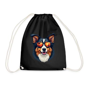 Australian Shepherd trägt Sonnenbrille - Turnbeutel - Schwarz - Vorne