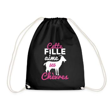 Cette fille aime ses chèvres - Sac de sport léger - noir - Devant