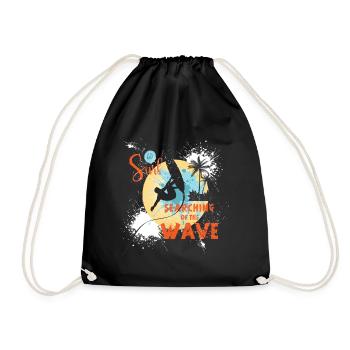 Surfing, surfing, water sports - Drawstring Bag - black - Front