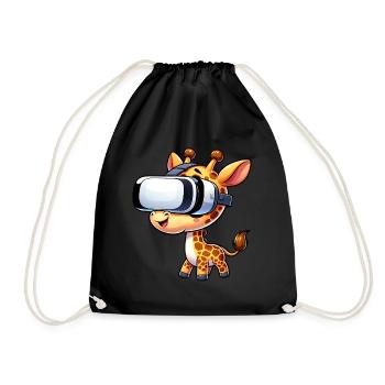 A Cool Giraffe with VR Headboard - Drawstring Bag - black - Front