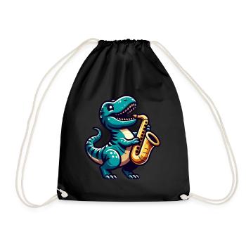 T-Rex Dinosaur Saxophone Jazz Music - Drawstring Bag - black - Front