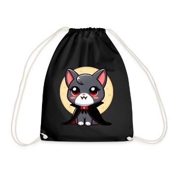 Halloween Cat Vampire Bat Cute - Drawstring Bag - black - Front