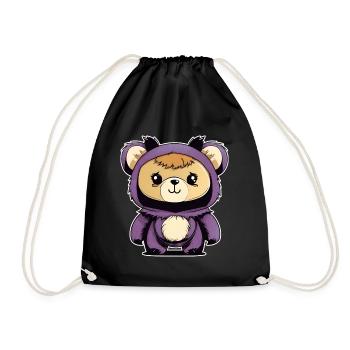 Ours en peluche mignon - Sac de sport léger - noir - Devant