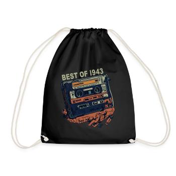 Cassette 1943 vintage 1943 - Millésime depuis 1943 - Sac de sport léger - noir - Devant