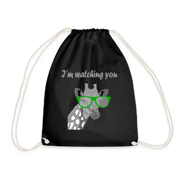 I ́m watching you Giraffe Sunglasses Gift - Drawstring Bag - black - Front