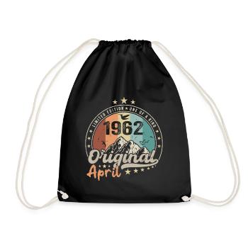 1962 April 1962 Birthday April 1962 April - Drawstring Bag - black - Front