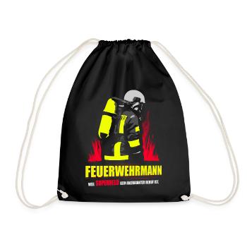 FEUERWEHRMANN BERUF SUPERHELD COOLES GESCHENK - Turnbeutel - Schwarz - Vorne