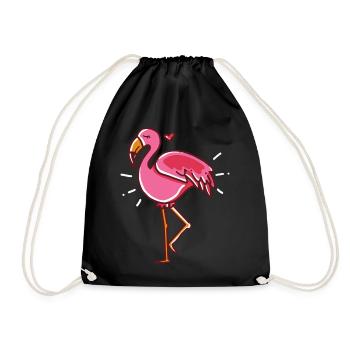 Flamingo Herz rosa Geschenk - Turnbeutel - Schwarz - Vorne