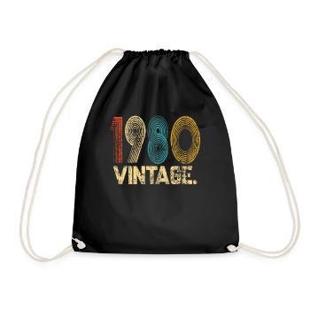 1980 VINTAGE Funny Birthday Gift - Drawstring Bag - black - Front