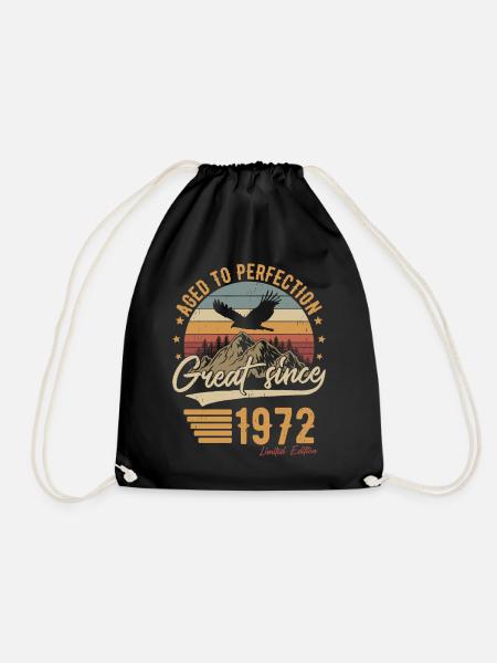 1972 Jahrgang geboren Vintage Geburtstag Retro - Turnbeutel - Schwarz