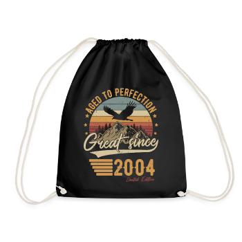 2004 Vintage Born Vintage Birthday Retro - Drawstring Bag - black - Front