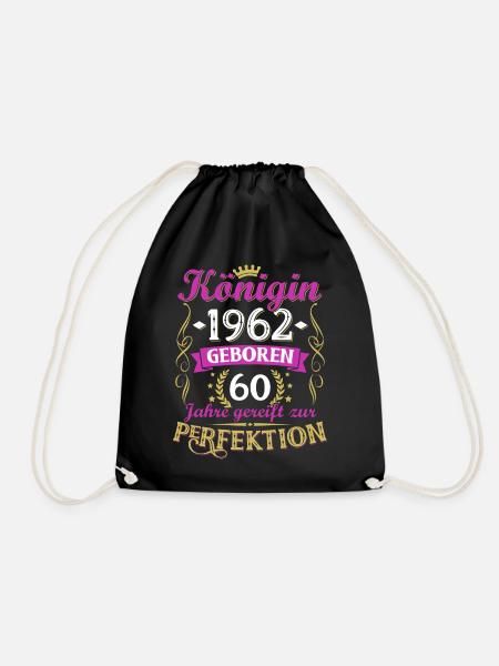 1962 Jahrgang Geschenk zum 60 Geburtstag Frauen - Turnbeutel - Schwarz