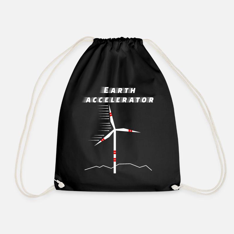Wind turbine earth accelerator Environment Future Solar - Drawstring Bag - black