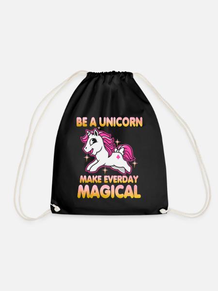 Be a unicorn - Drawstring Bag - black