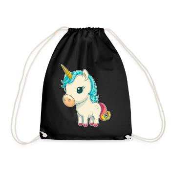 Licorne colorée douce mignonne bande dessinée bande dessinée - Sac de sport léger - noir - Devant