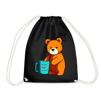 Sweet morning grouch bear with bad mood - Drawstring Bag - black - Front