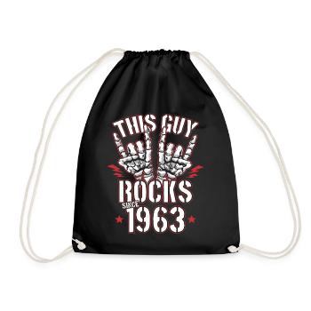 This guy has been rocking since 1963 vintage birthday - Drawstring Bag - black - Front