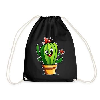 My little green cactus - Drawstring Bag - black - Front