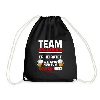 Team Groom - He's getting married, we're drinking - Drawstring Bag - black - Front
