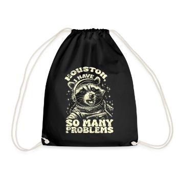 Vintage Raccoon Houston I Have So Many Problems - Drawstring Bag - black - Front