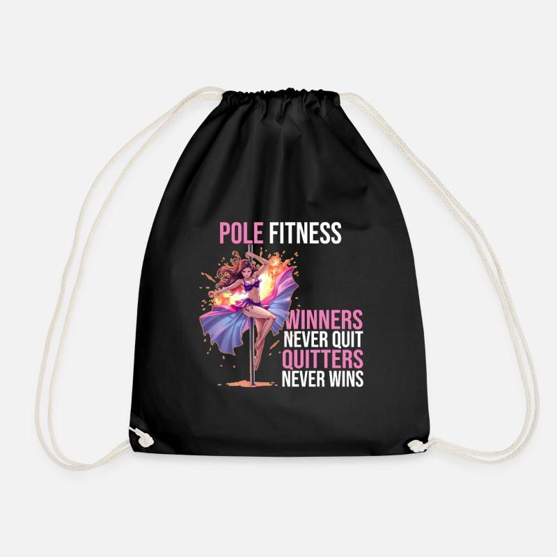 Pole dance - Winners never out Quitters never wins - Drawstring Bag - black