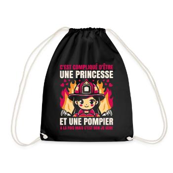 Princesse et Pompier À la Fois Femme Pompier Drôle - Sac de sport léger - noir - Devant