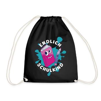 Endlich Schulkind - Einschulung Schulanfang - Turnbeutel - Schwarz - Vorne